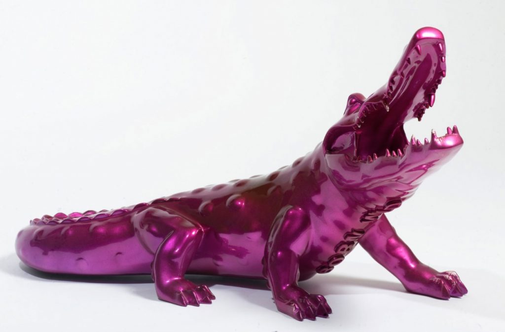 Richard-Orlinski-Born-Wild-Crocodile-Matallic-Purple